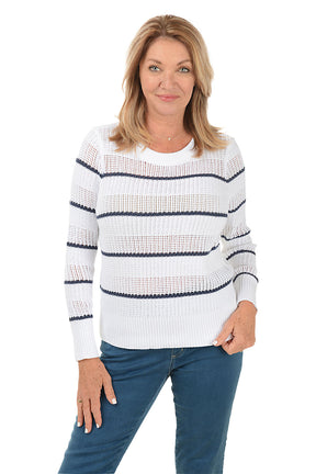 Striped Cotton Long Sleeve Sweater