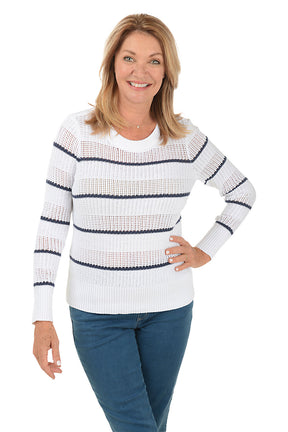 Striped Cotton Long Sleeve Sweater