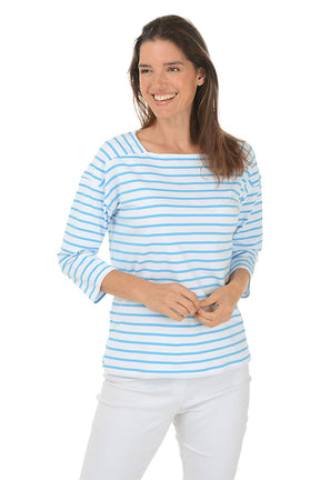 Deep Sea Striped Boat Neck Top