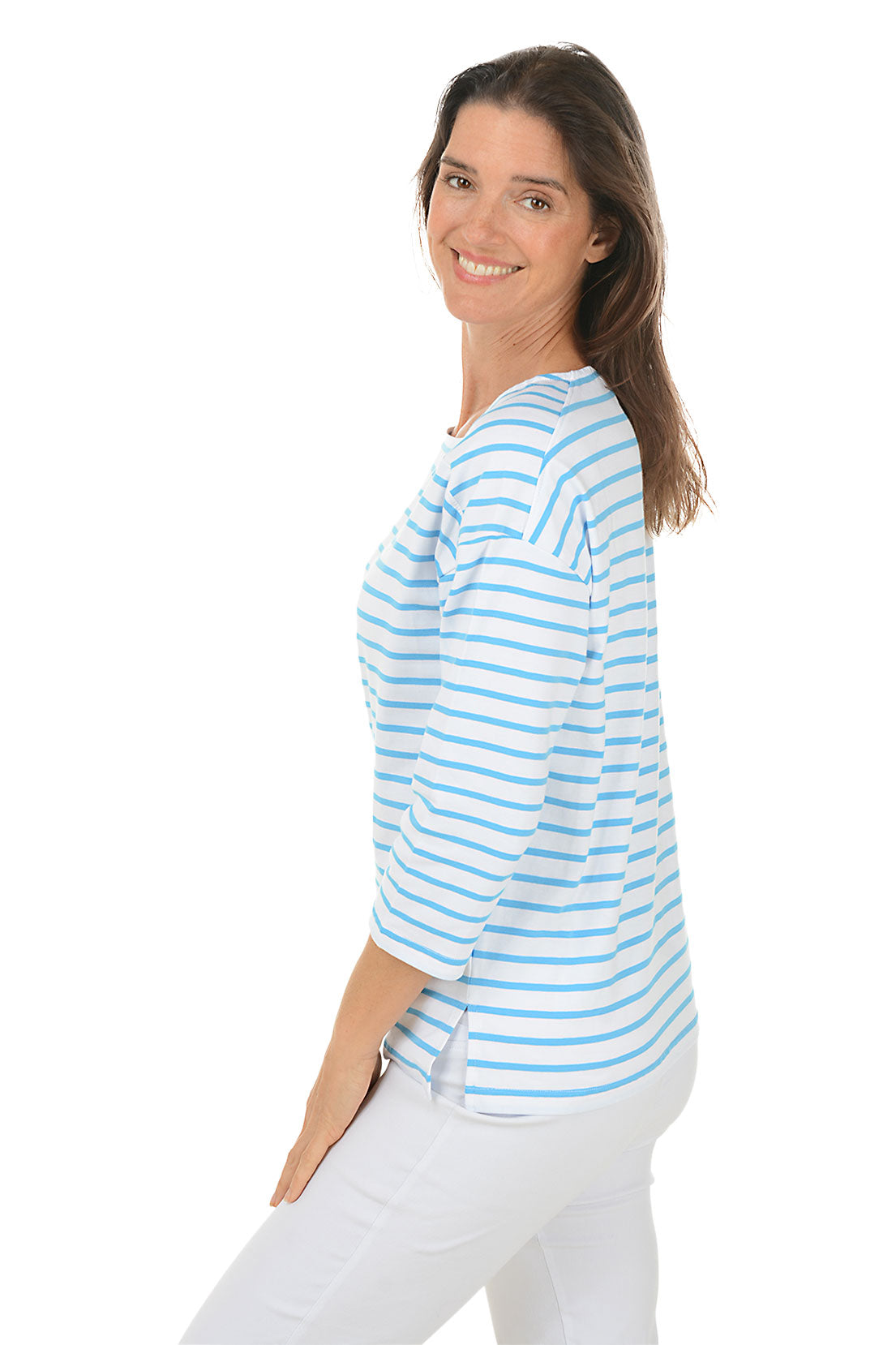 Deep Sea Striped Boat Neck Top