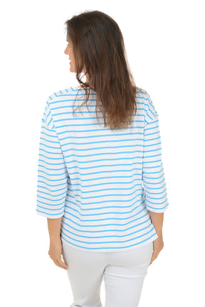 Deep Sea Striped Boat Neck Top