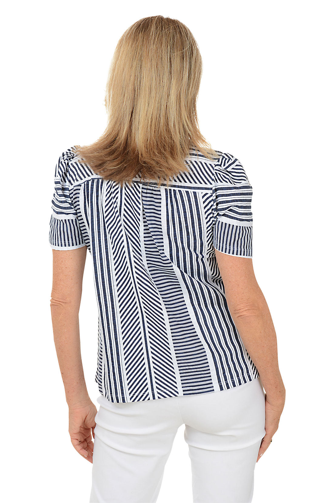 Diagonal Striped Short Sleeve Babydoll Tee