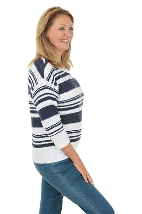 Textured Stripe Cotton Sweater