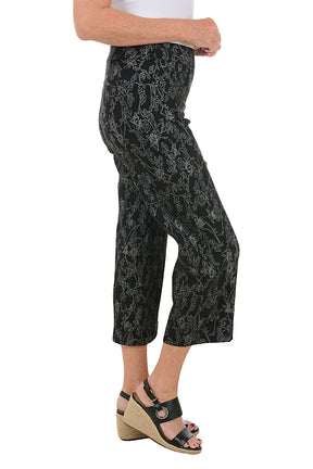 Floral Jacquard Wide Leg Crop Pant