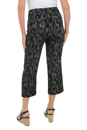 Floral Jacquard Wide Leg Crop Pant