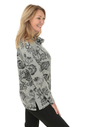 Botanical Cowl Neck Fleecy Top