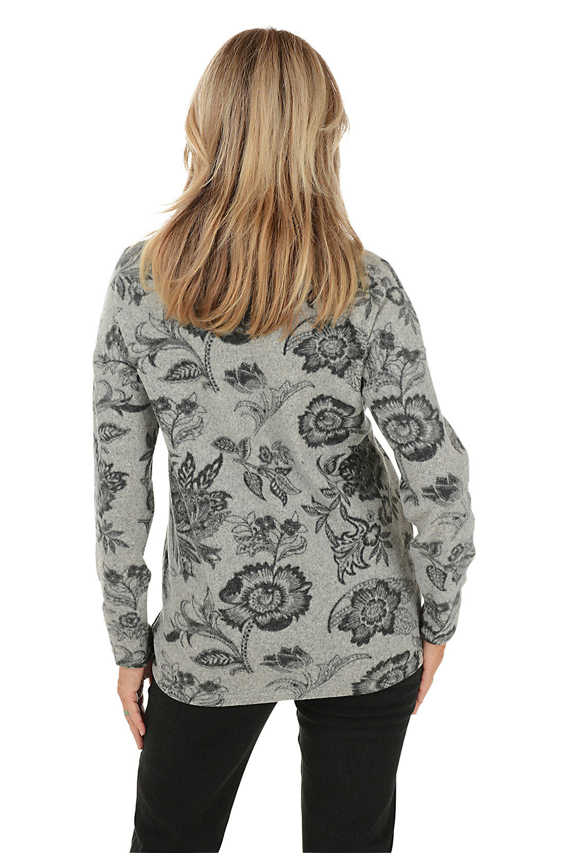 Botanical Cowl Neck Fleecy Top