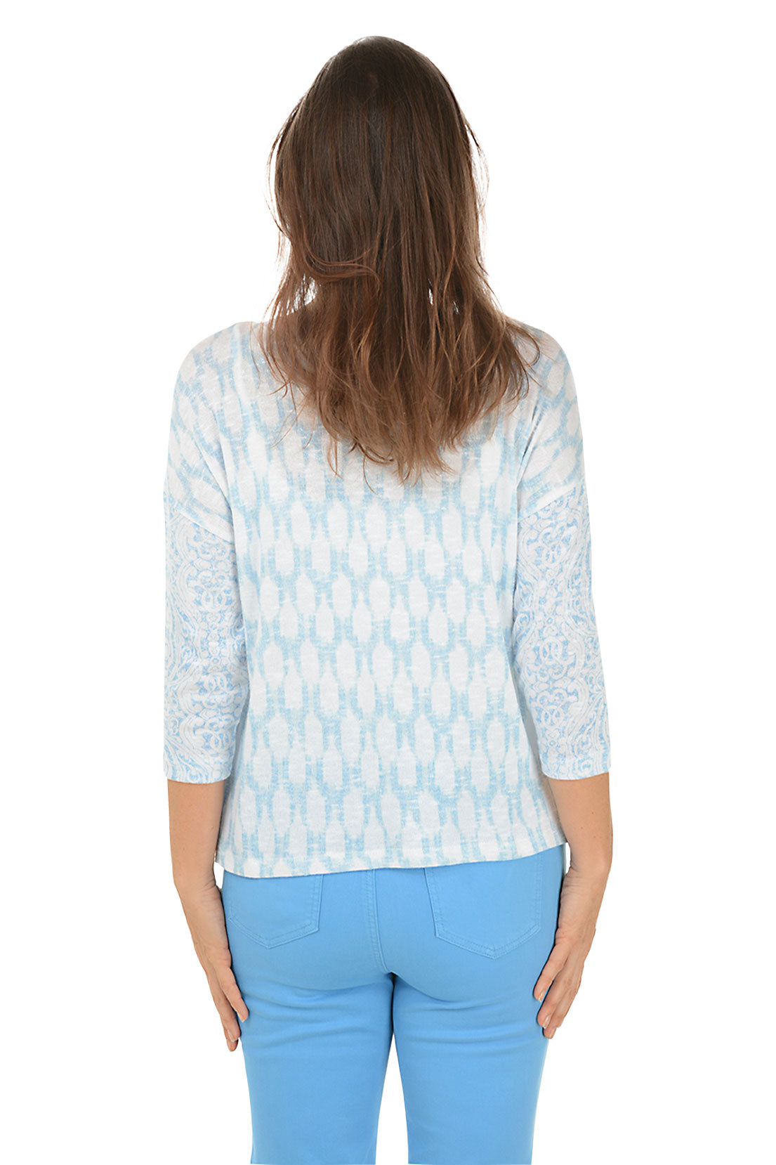 Damask Medallion V-Neck Knit Top