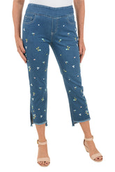 Ditsy Flower Embroidered Denim Ankle Pant