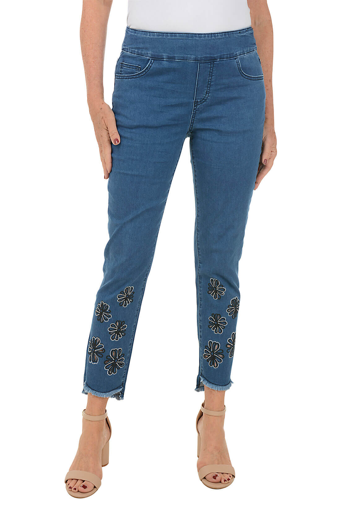 Blue Rhinestone Daisy Denim Pant