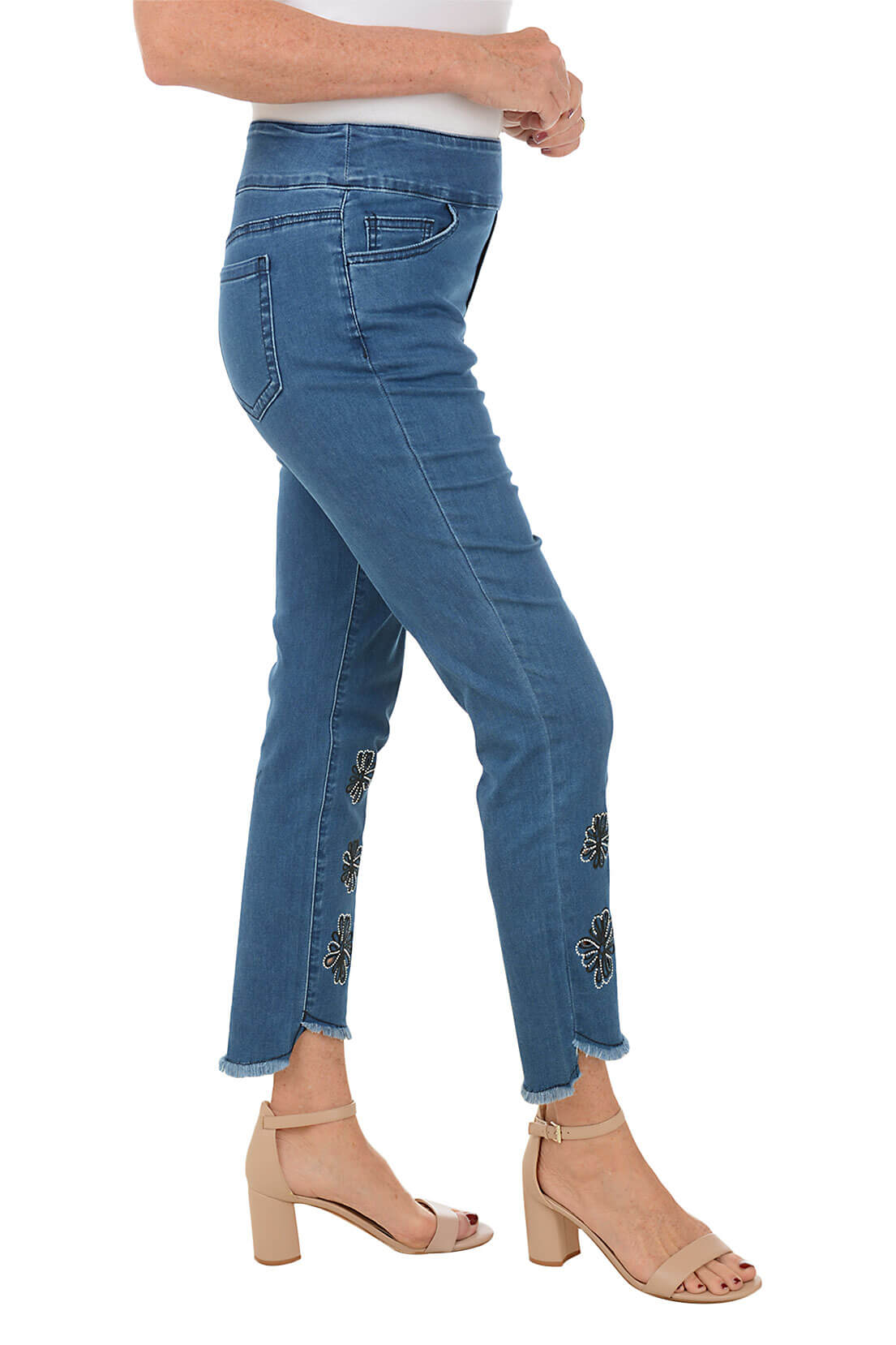 Blue Rhinestone Daisy Denim Pant