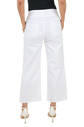 White Rhinestone Striped Wide Leg Denim Pant