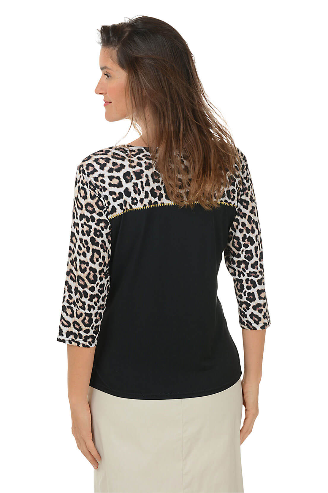 Leopard Zip Printed Knit Top