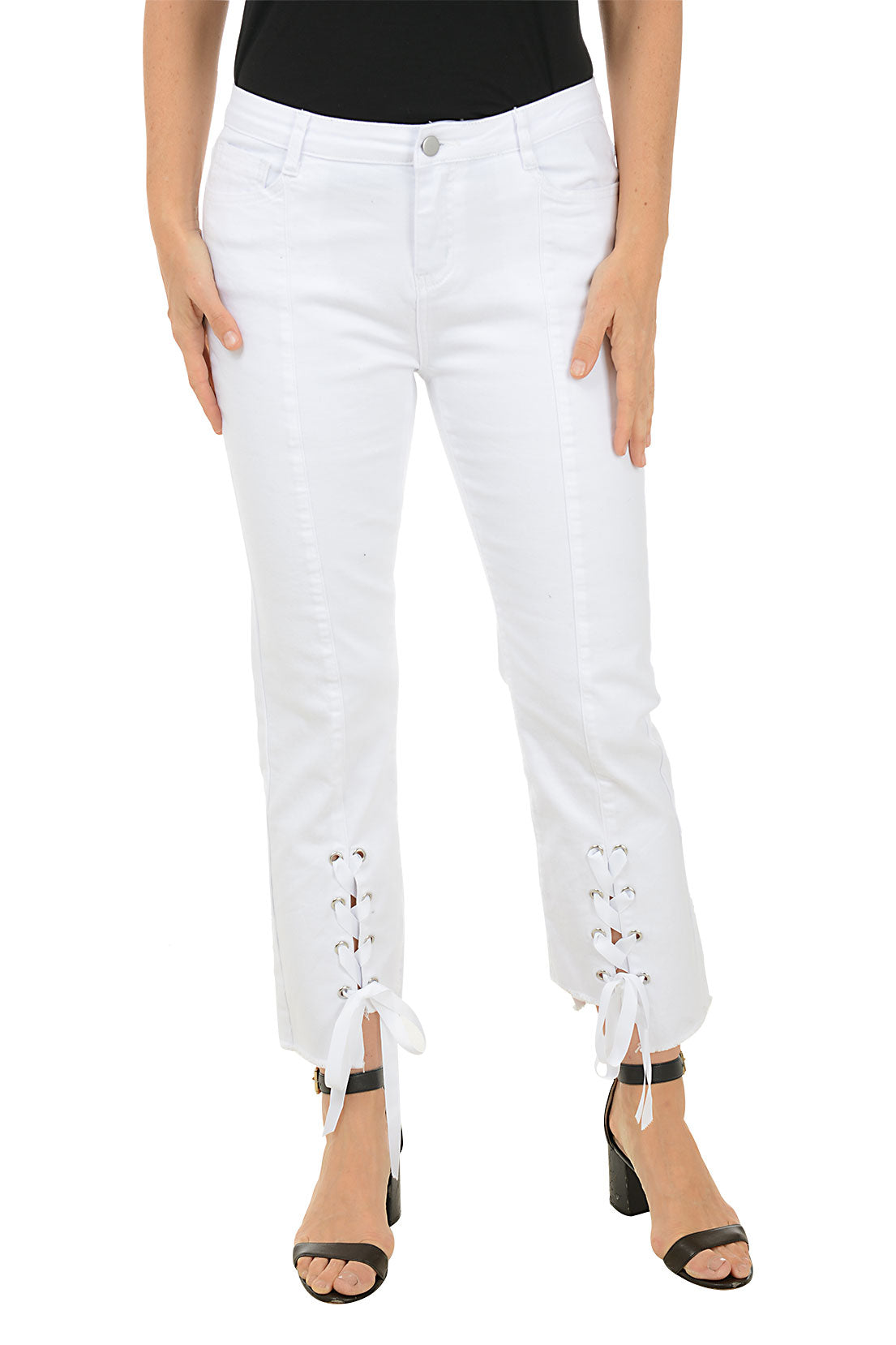 Lace-Up Denim Crop Pant