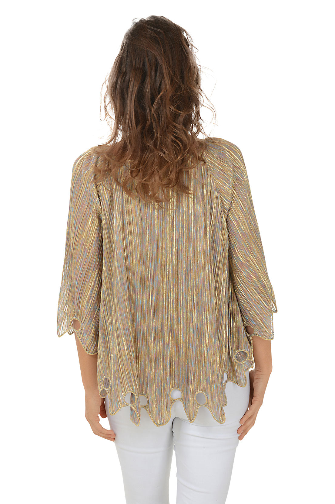 Mixed Metallic Poncho Blouse