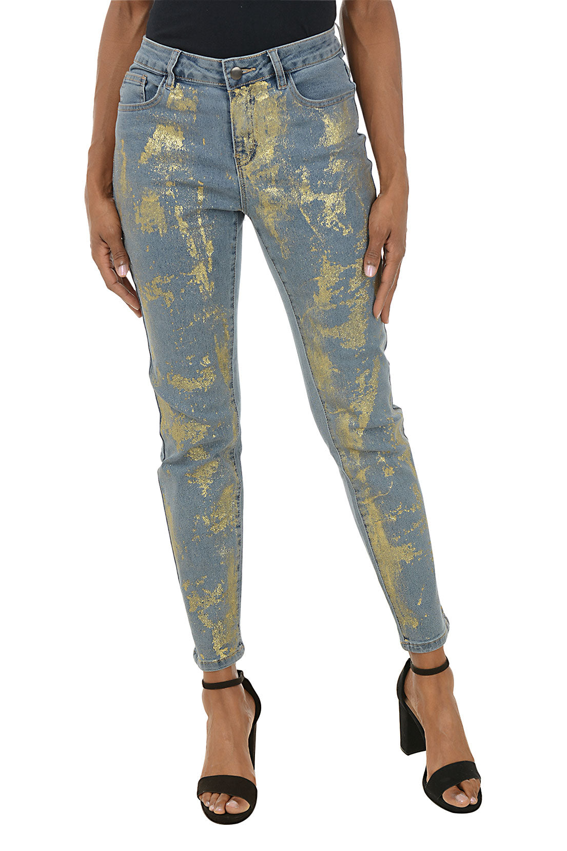 Gold Shimmer Denim Ankle Pant