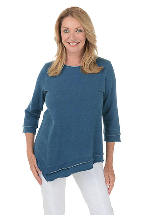 Asymmetrical French Terry Knit Top