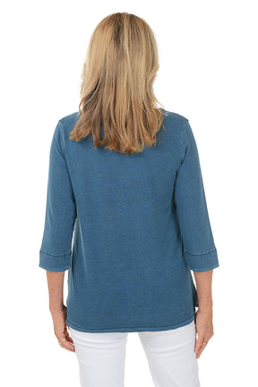 Notch Neck French Terry Knit Top