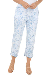 Floral Lettuce Trim Crop Pant