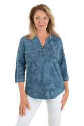 Floral French Terry Henley Top