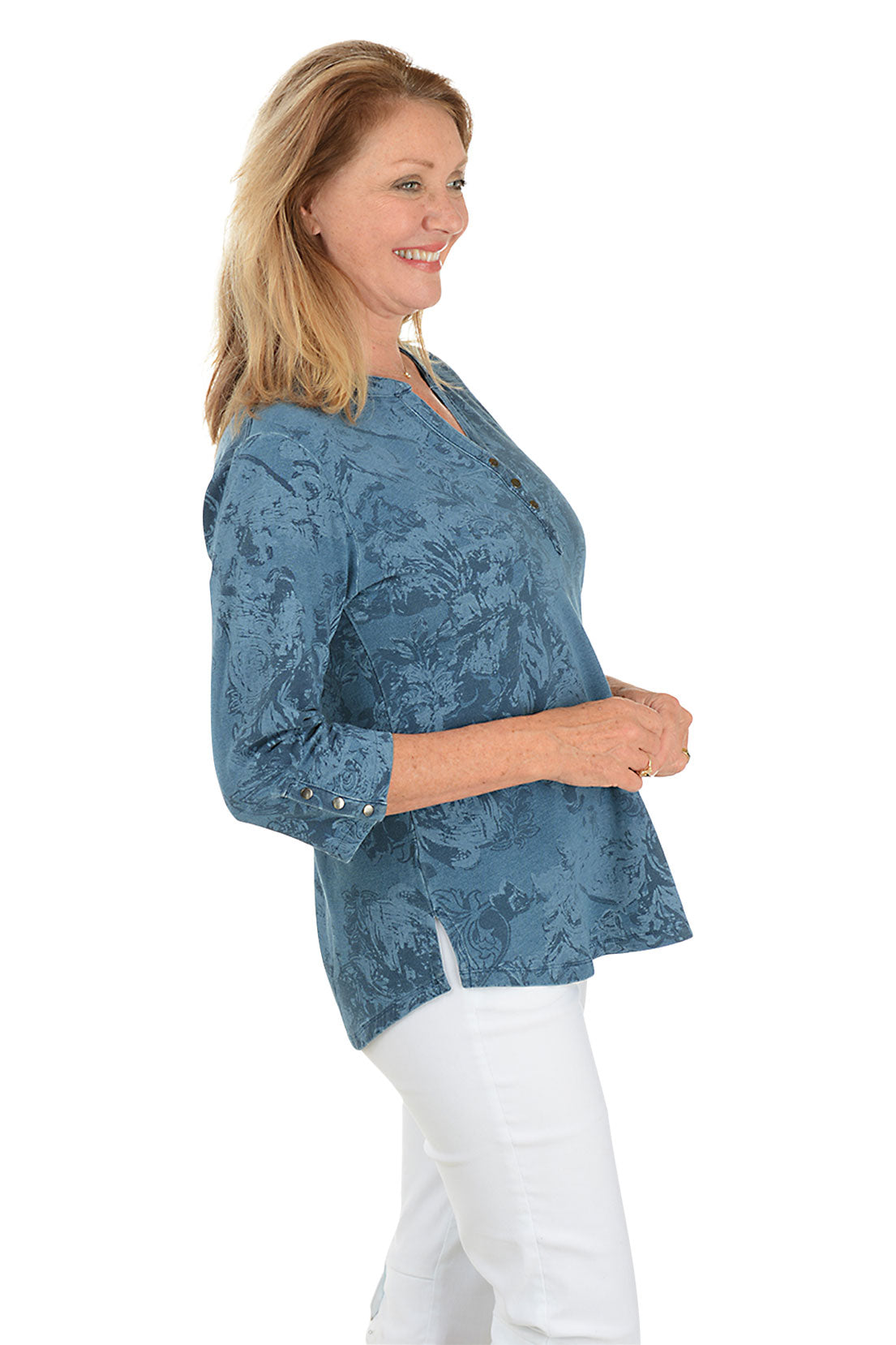 Floral French Terry Henley Top