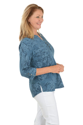 Floral French Terry Henley Top