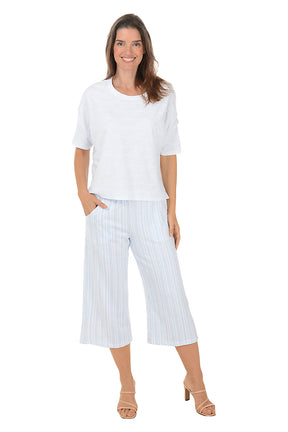 Vertical Stripe Wide Leg Capri Pant