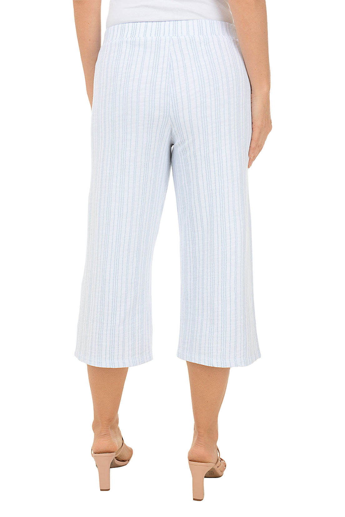 Vertical Stripe Wide Leg Capri Pant