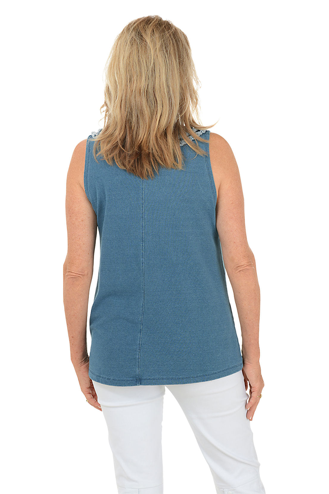 Ruffled Neck French Terry Tank