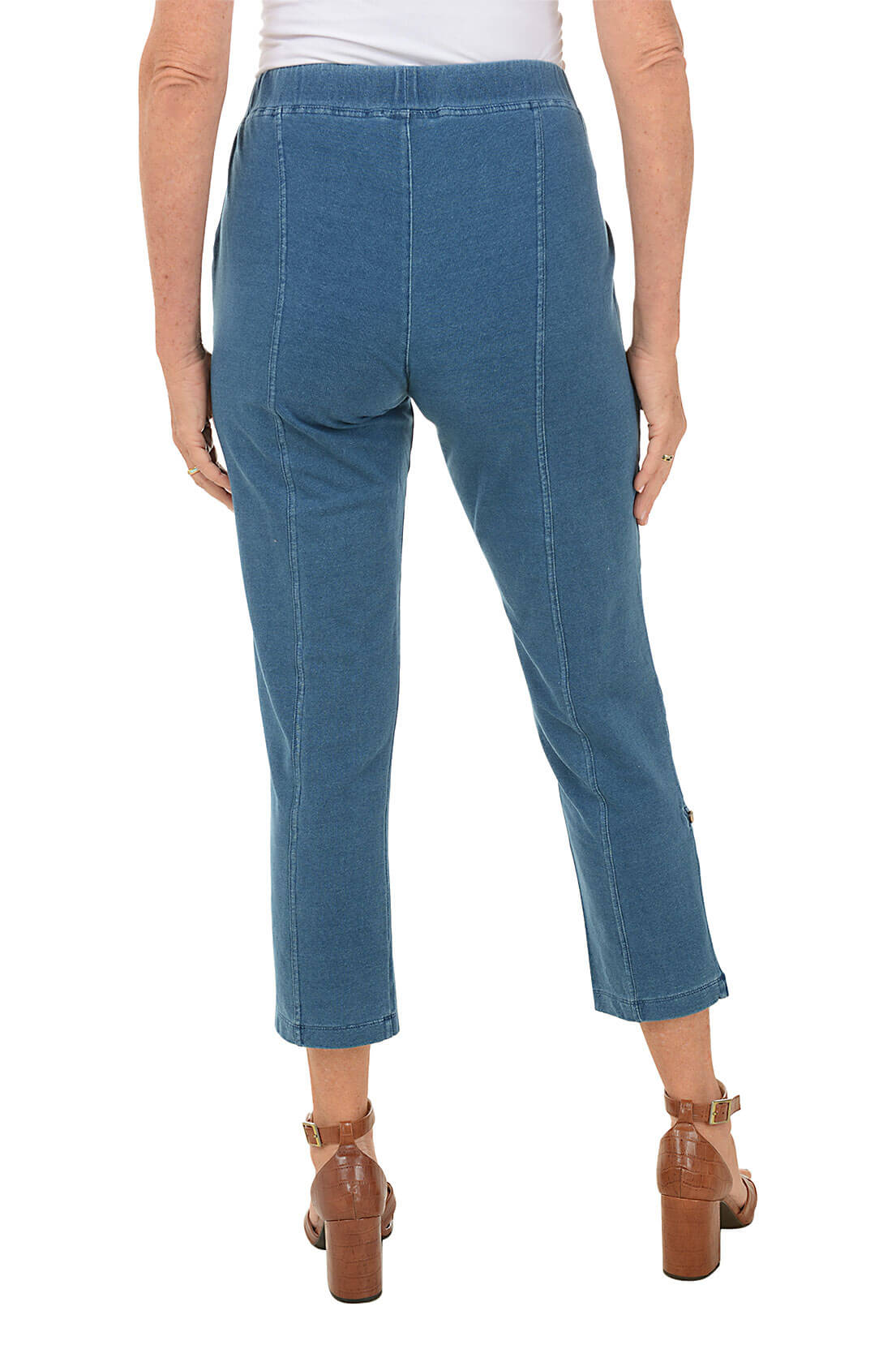 Denim Terry Roll Tab Relaxed Ankle Pant