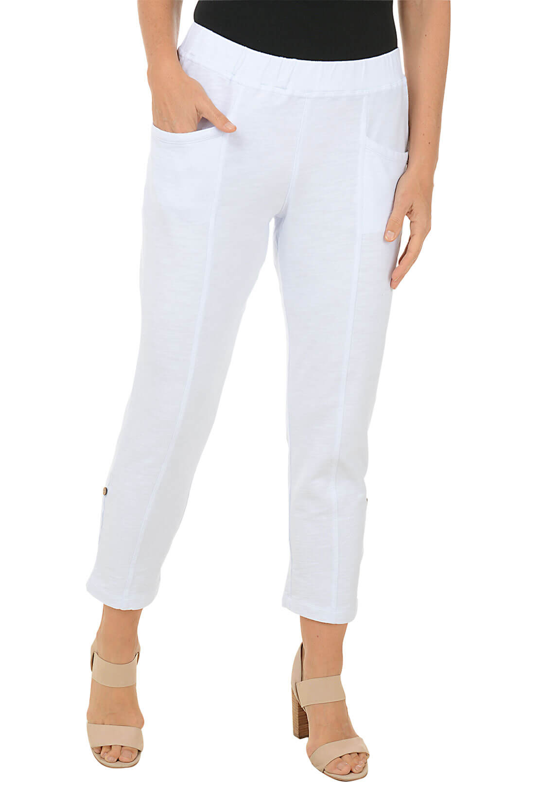 French Terry Roll Tab Relaxed Ankle Pant