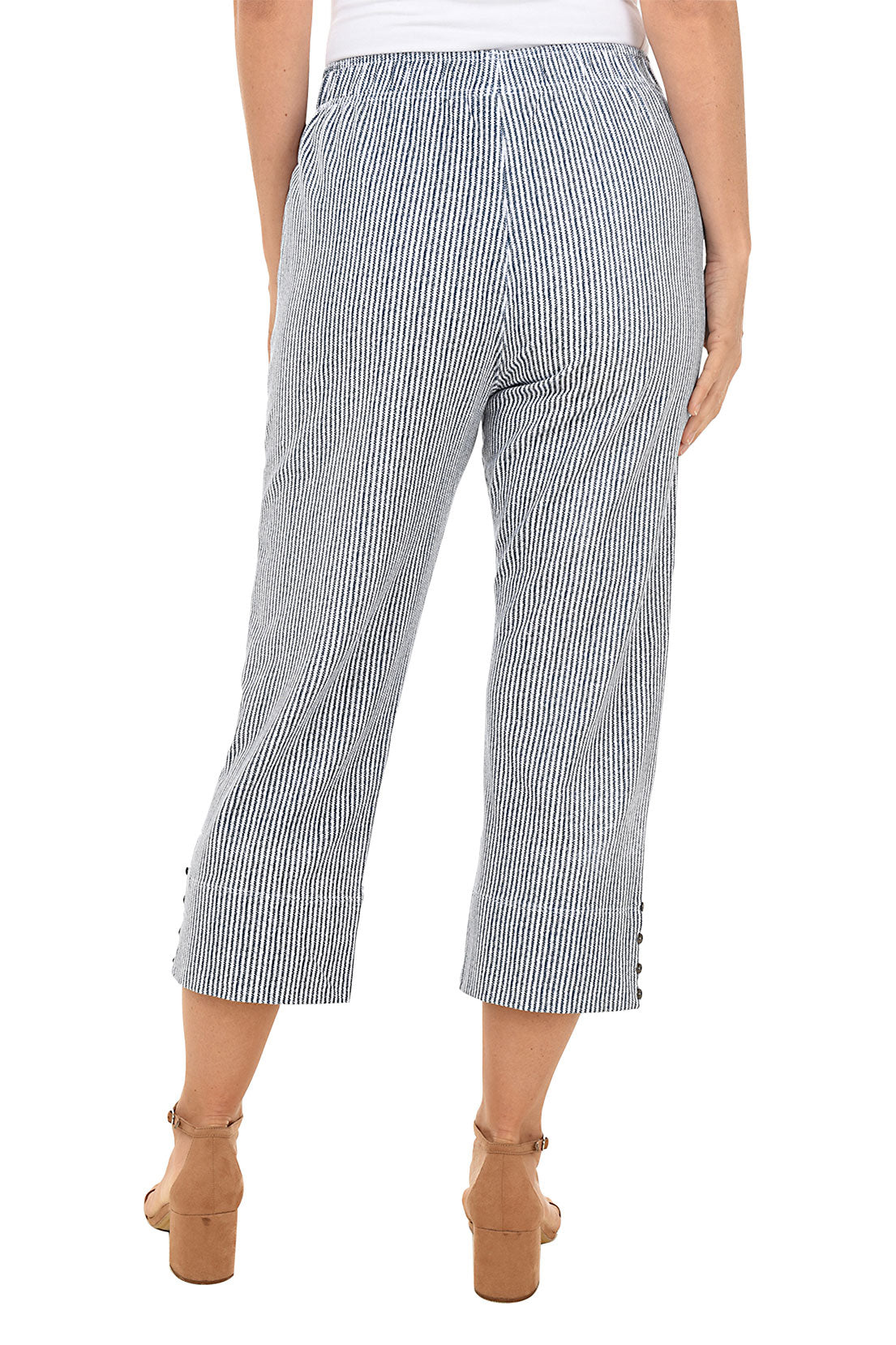 Black and white striped capri pants deals