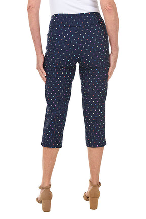 Navy Rainbow Dots Pull-On Crop Pant