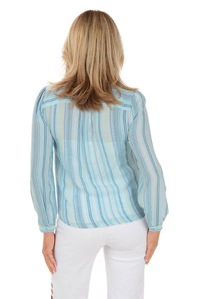 Petite Dotted Stripe Long Sleeve Shirt