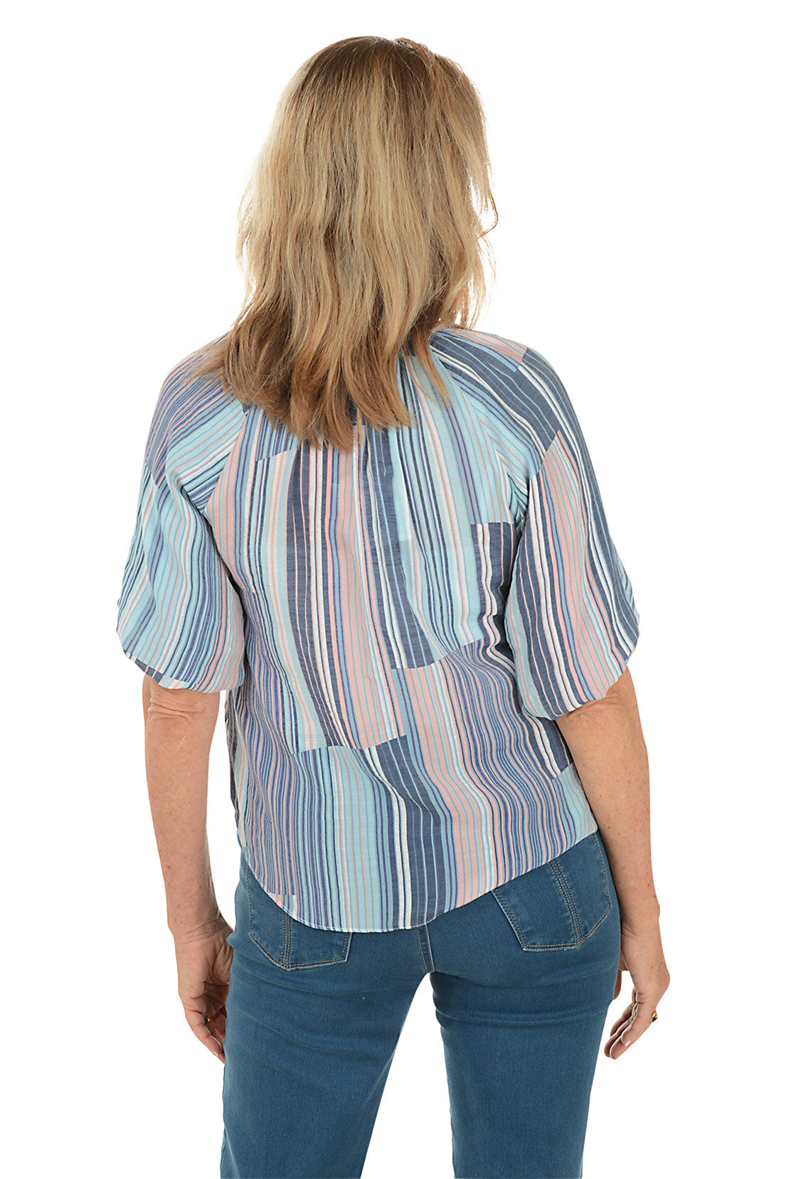 Broken Stripe Puffed Short Sleeve Shirt