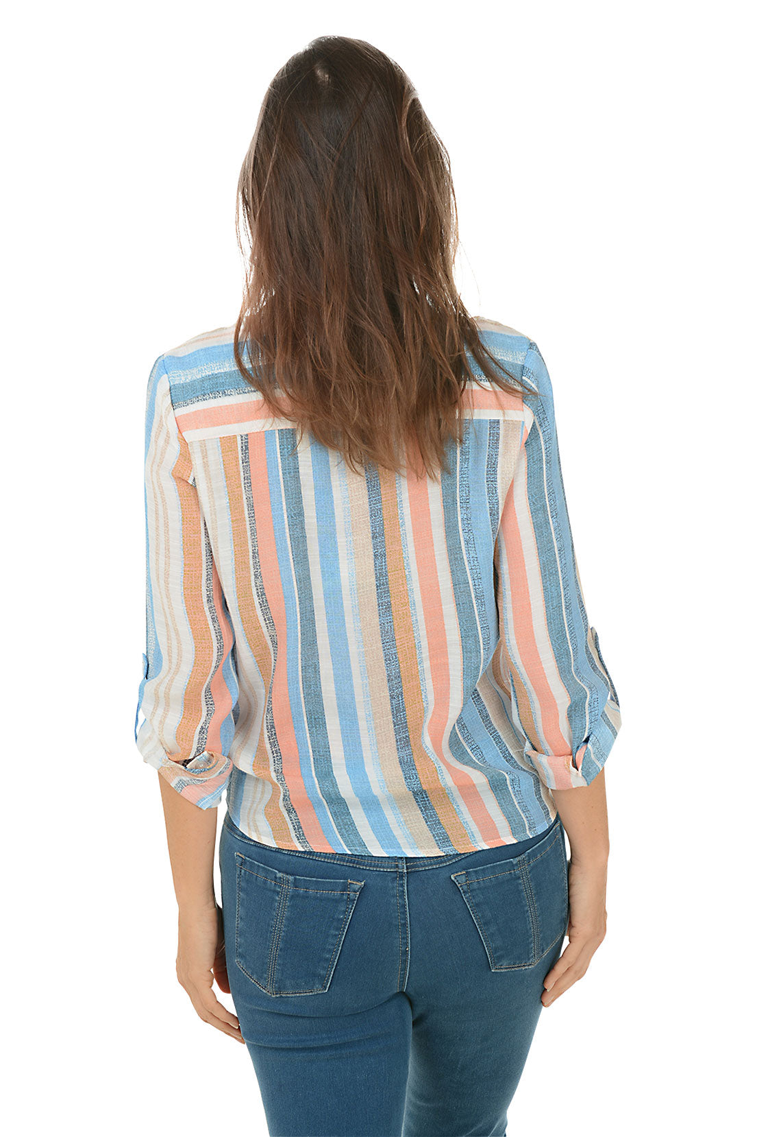 Coconut Milk Stripe Button-Front Shirt