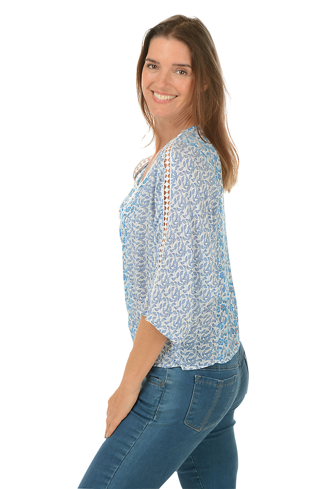 Floral Diamond Crochet Blouse