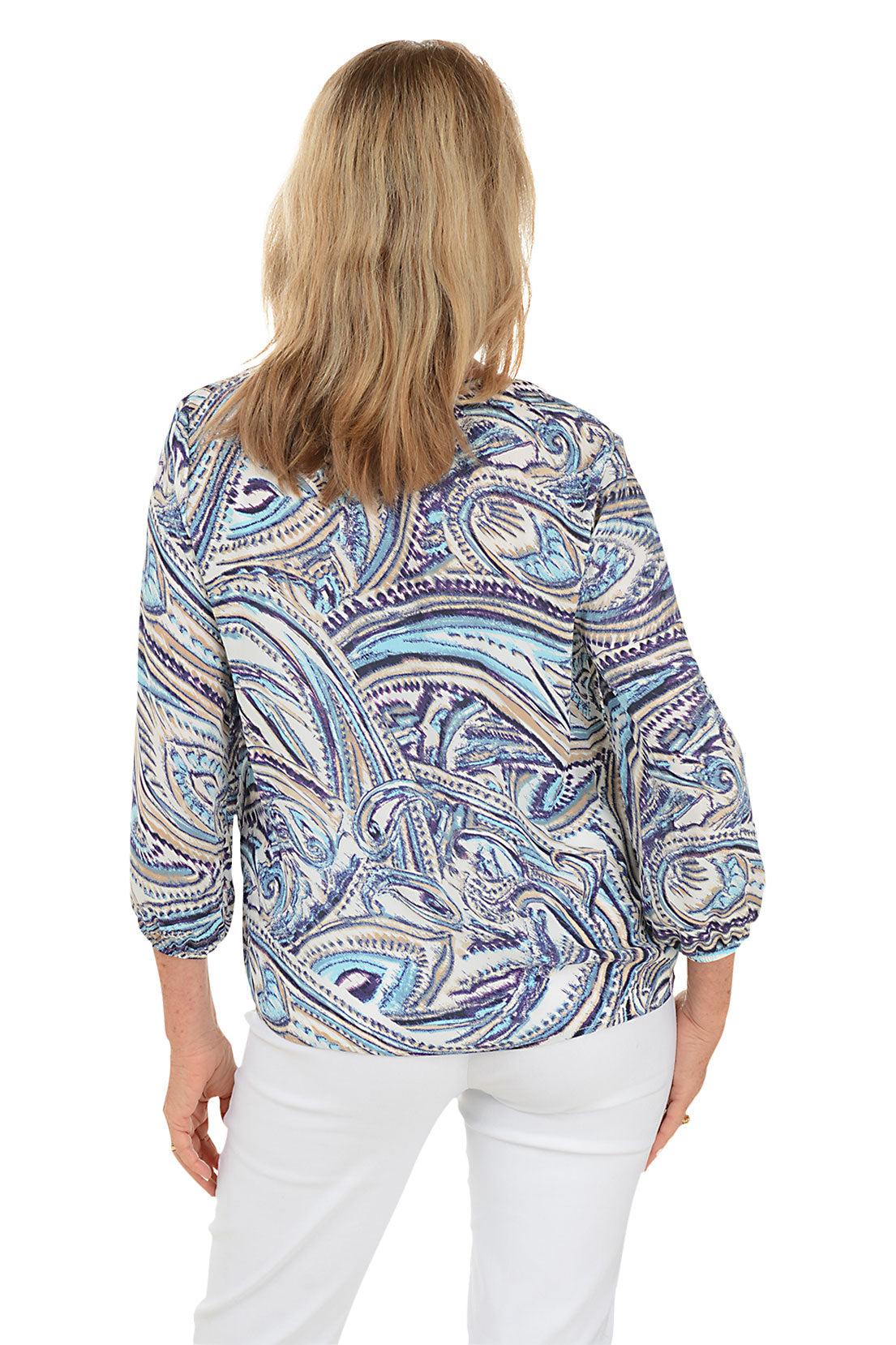 Paisley Crepe V-Neck Blouse