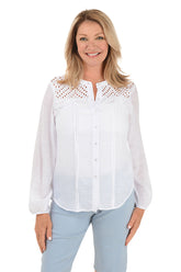 Eyelet Detail Pleated Shirt