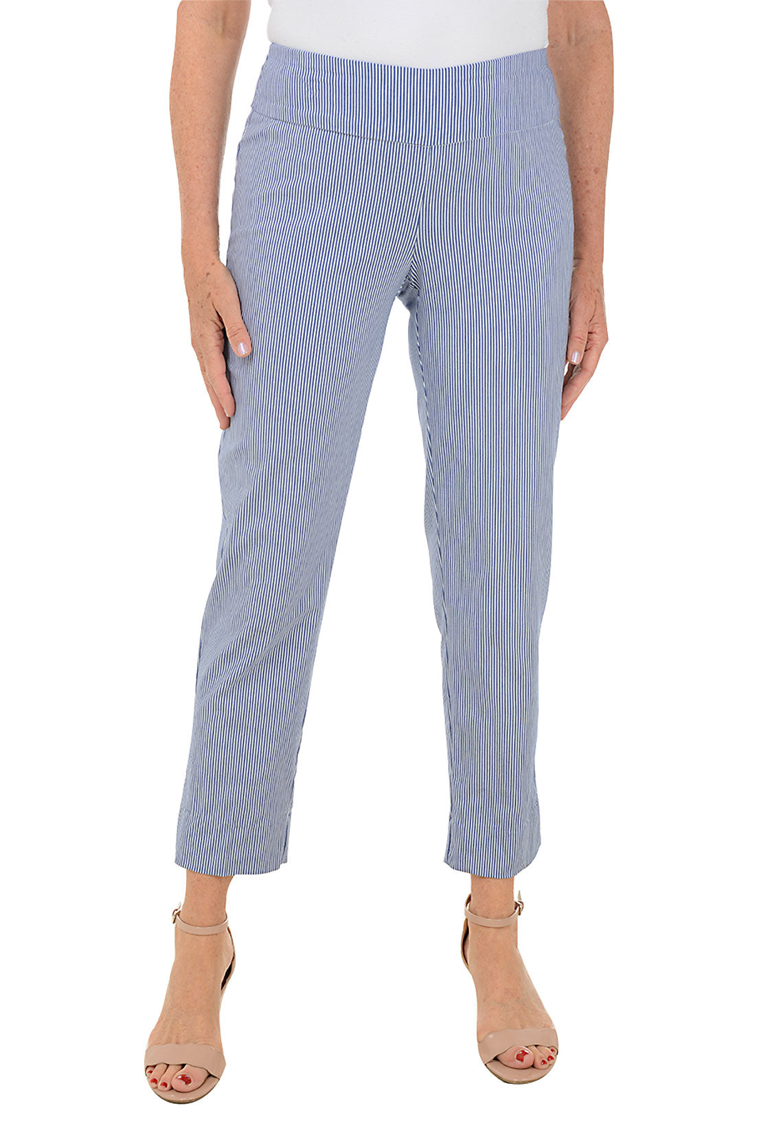 Striped Pull-On Ankle Pant