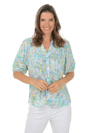 Watercolor Petal Pleated Shirt