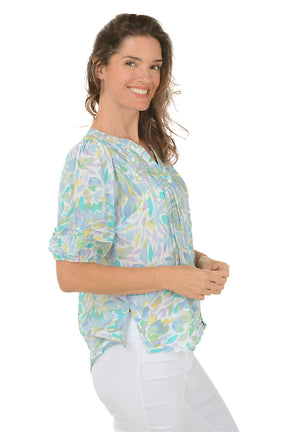 Watercolor Petal Pleated Shirt