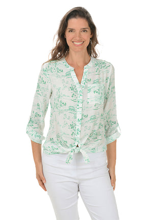 Coconut Palm Button-Front Blouse