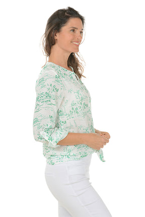 Coconut Palm Button-Front Blouse