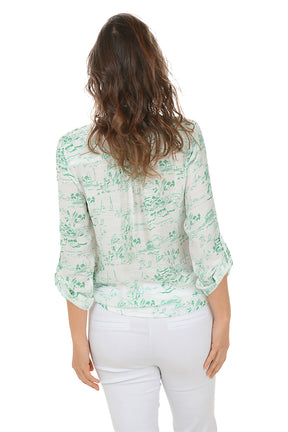 Coconut Palm Button-Front Blouse