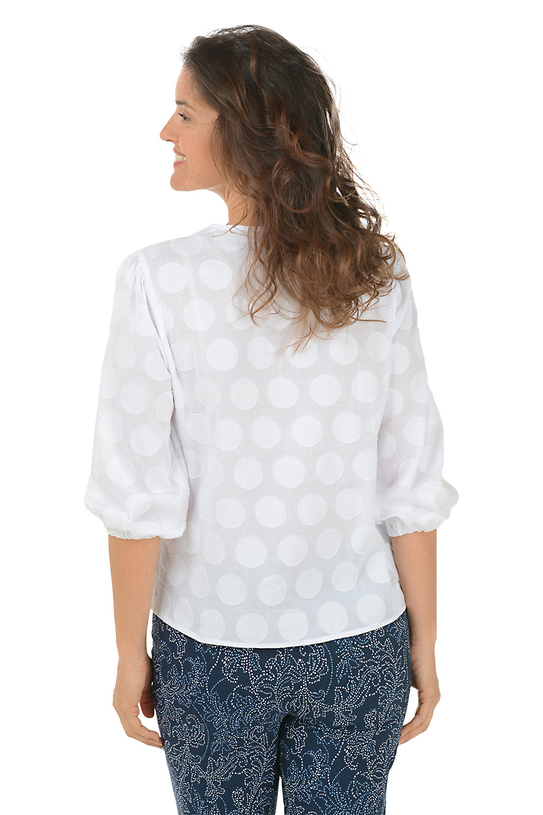 Dobby Dot Button-Front Blouse