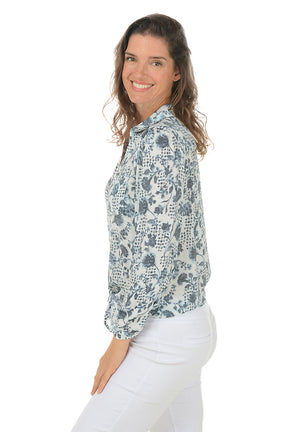 Stamped Floral Long Sleeve Shirt